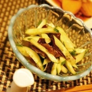 ビールが美味しい、キクラゲとキュウリの中華和え